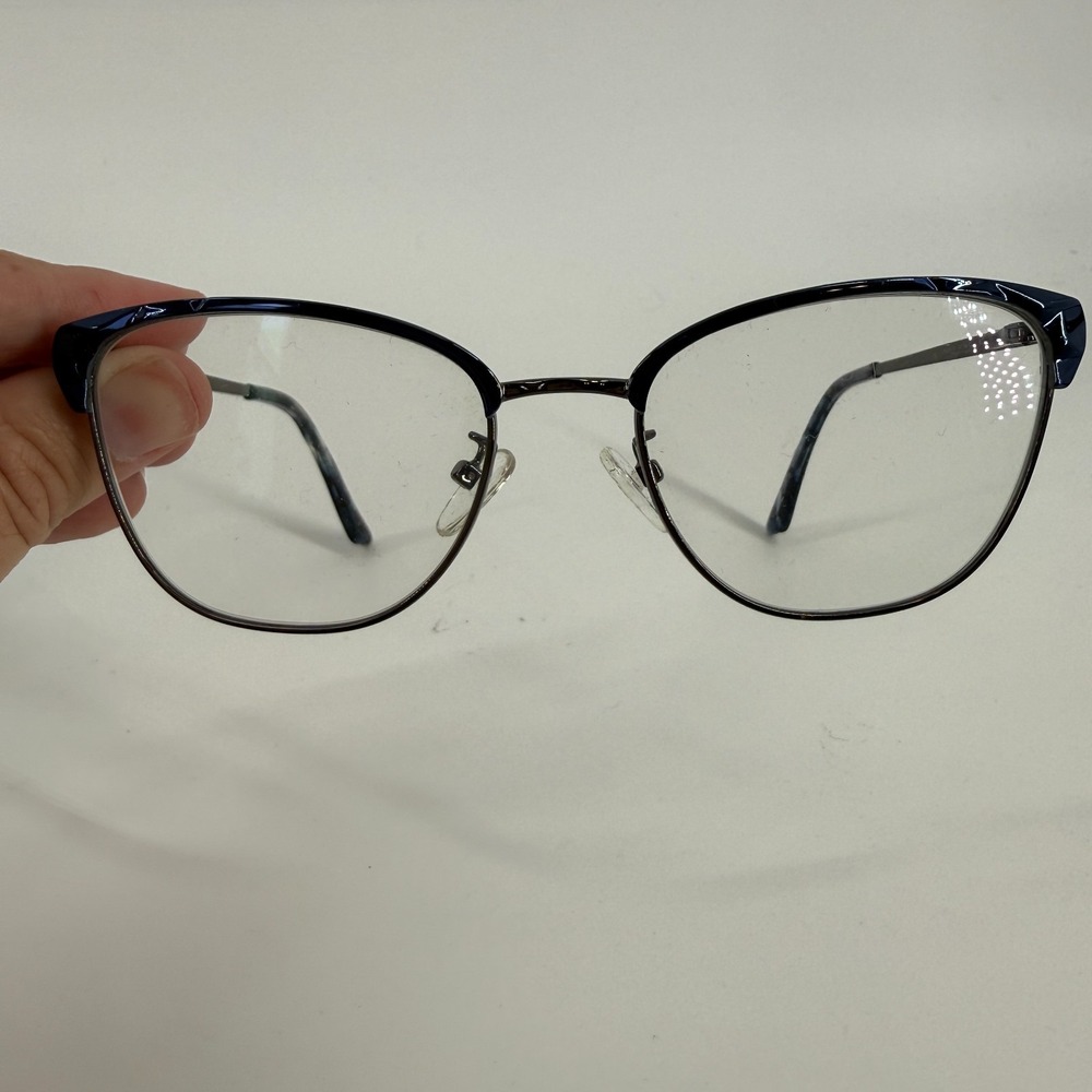 KAY UNGER  K257 NAVY EYEGLASSES CATEYE 54-18-140 FULL RIM METAL FRAMES‎